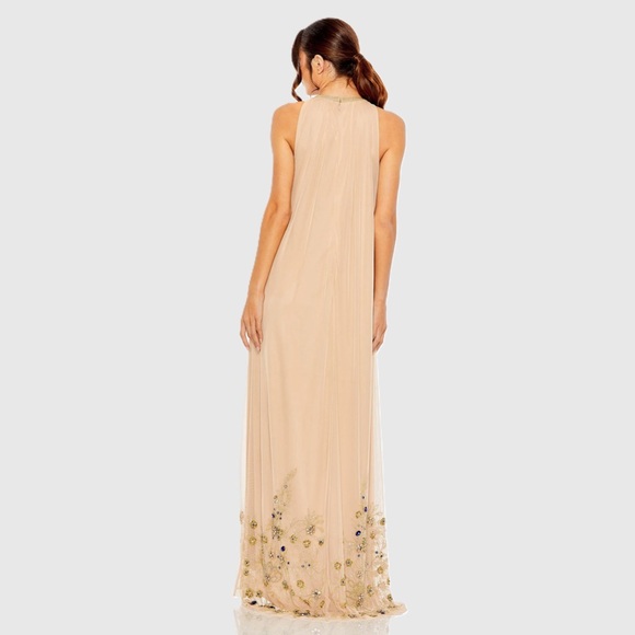 MAC DUGGAL
Beige High Neck Floral Embellished Trapeze Gown Wedding Guest Size 12 - Picture 6 of 6